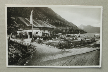 AK Walchensee / 1930-1950 / Restaurant und Cafe Bucherer / Strand / Strassenansicht